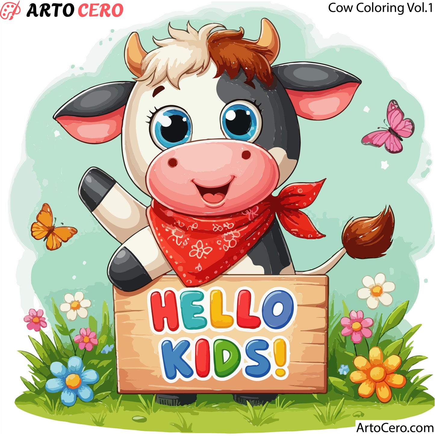 Cow Coloring Digital Book Vol.1 - ArtoCero.com