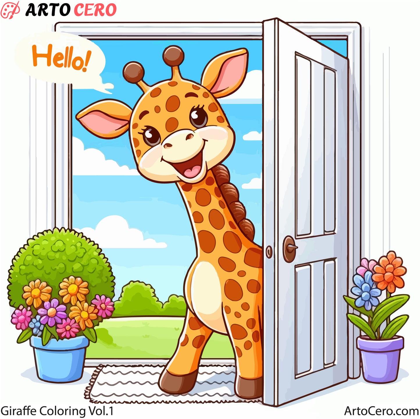 Giraffe Coloring Digital Book Vol.1 - ArtoCero.com