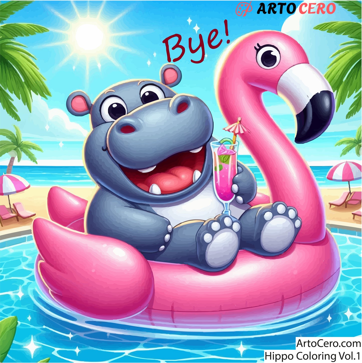 Hippo Coloring Digital Book Vol.1 - ArtoCero.com