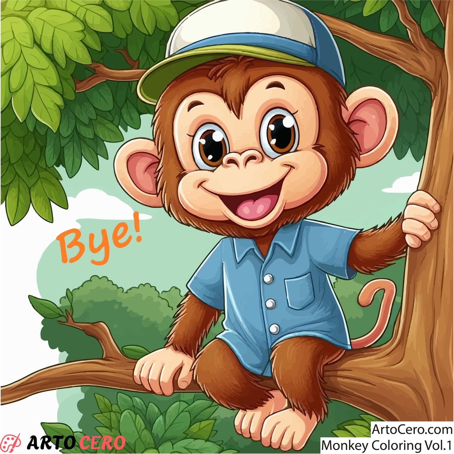 Monkey Coloring Digital Book Vol.1 - ArtoCero.com