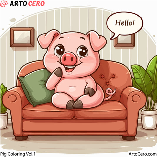 Pig Coloring Digital Book Vol.1 - ArtoCero.com