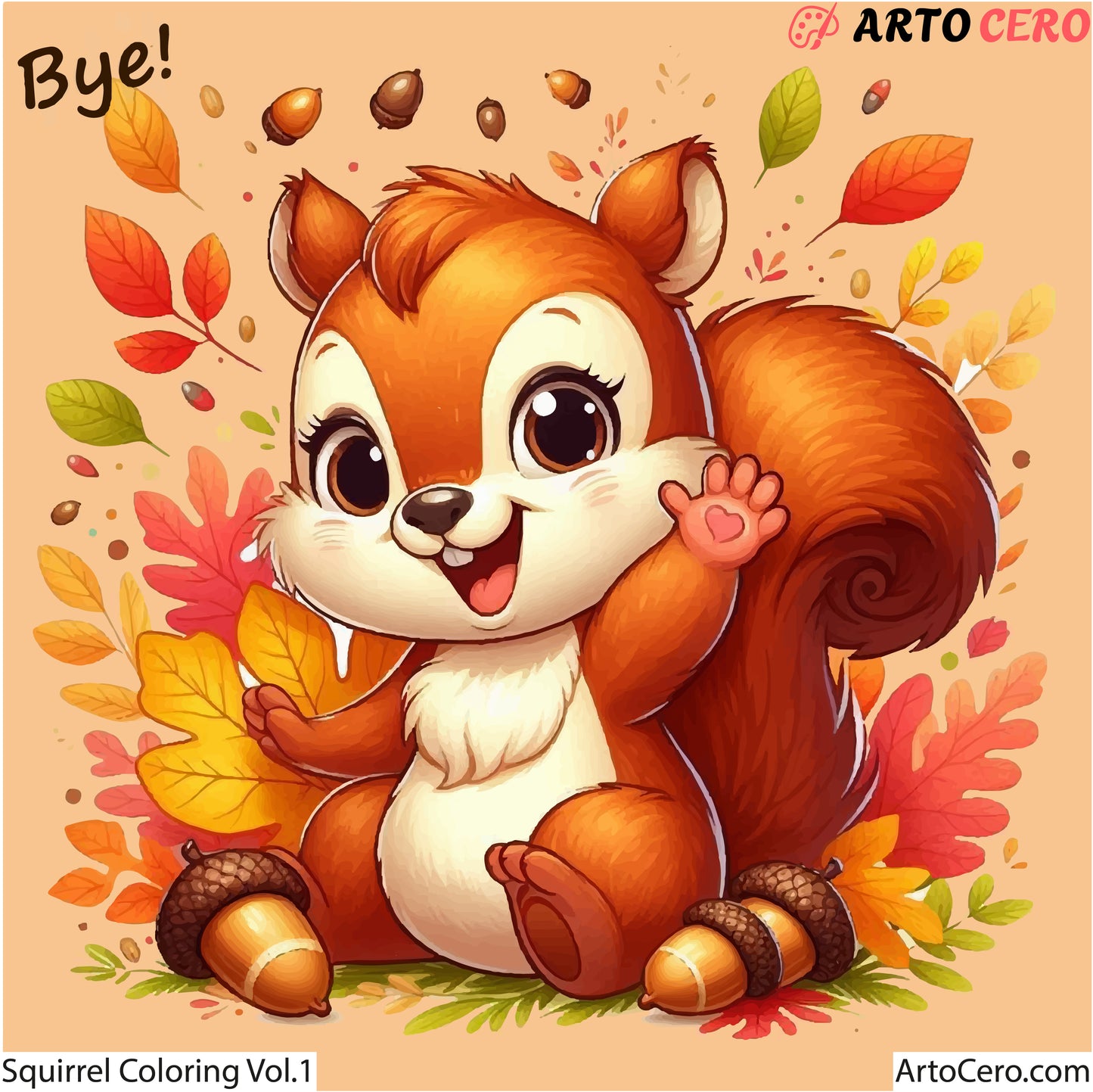 Squirrel Coloring Digital Book Vol.1 - ArtoCero.com