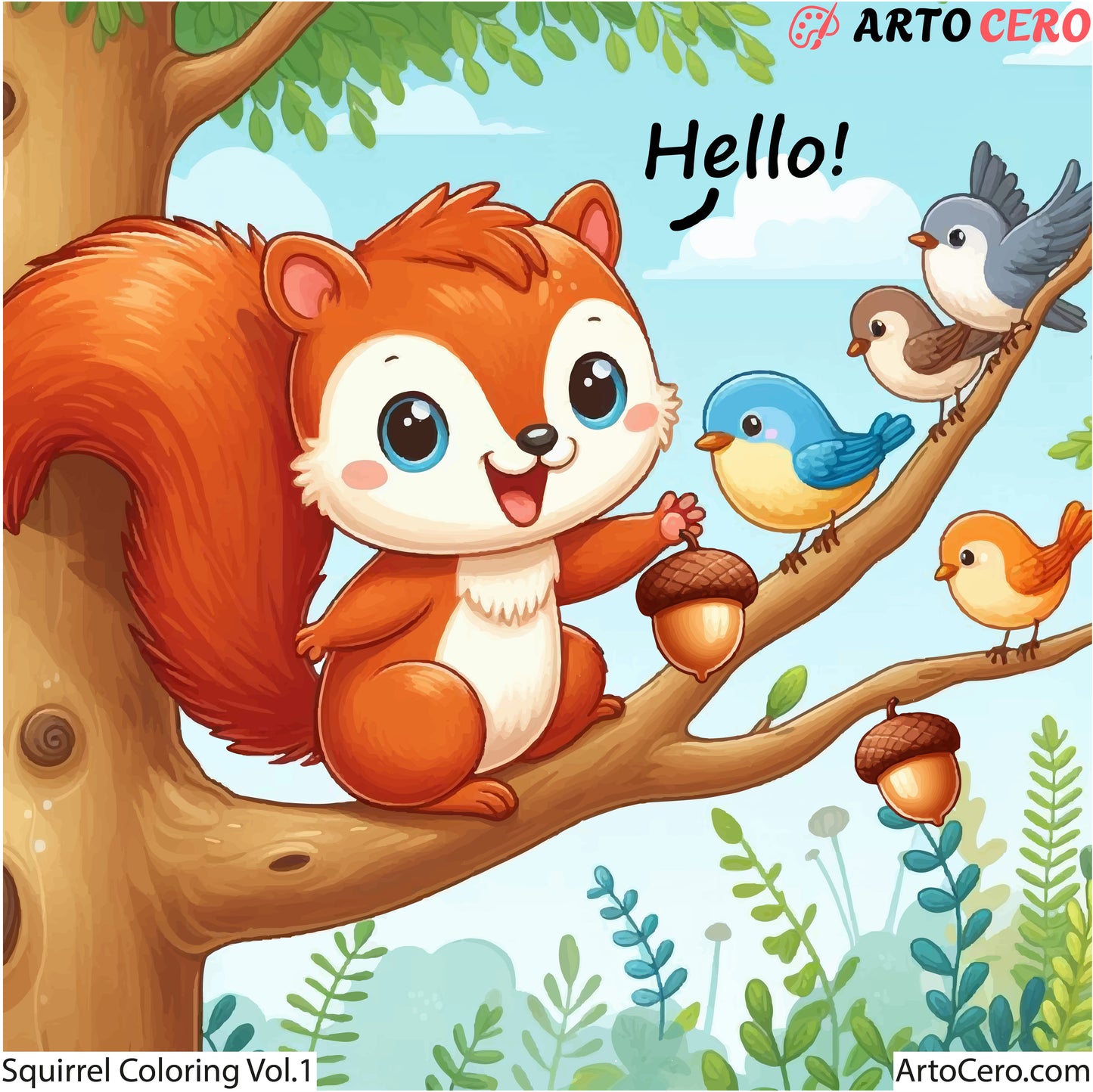 Squirrel Coloring Digital Book Vol.1 - ArtoCero.com