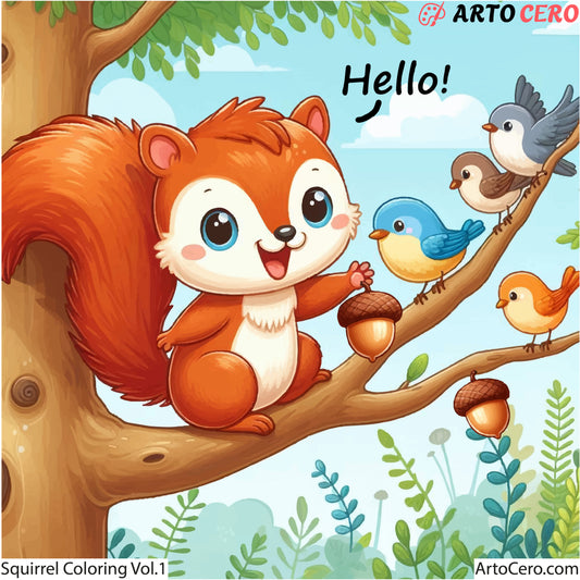 Squirrel Coloring Digital Book Vol.1 - ArtoCero.com