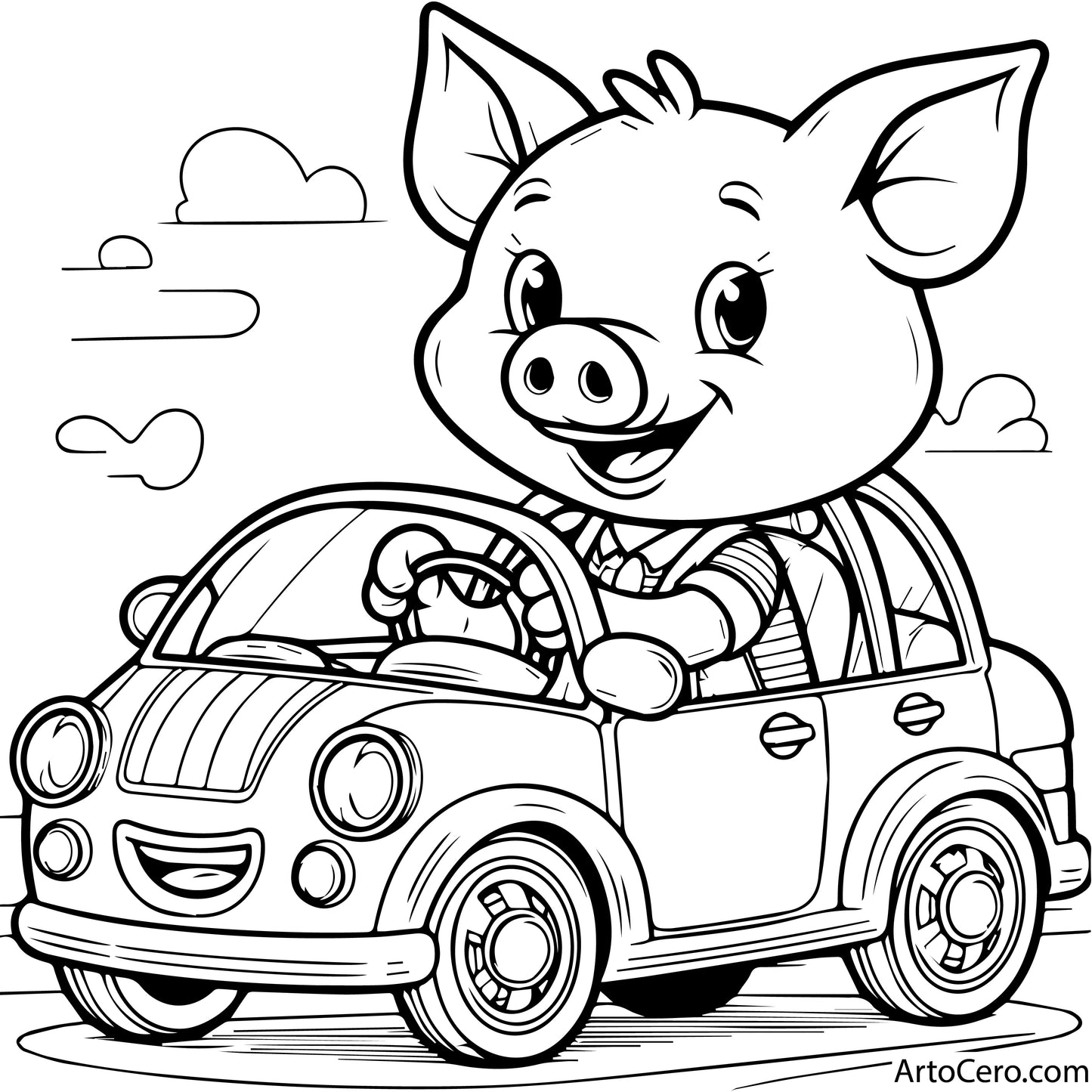 Pig Coloring Digital Book Vol.1 - ArtoCero.com