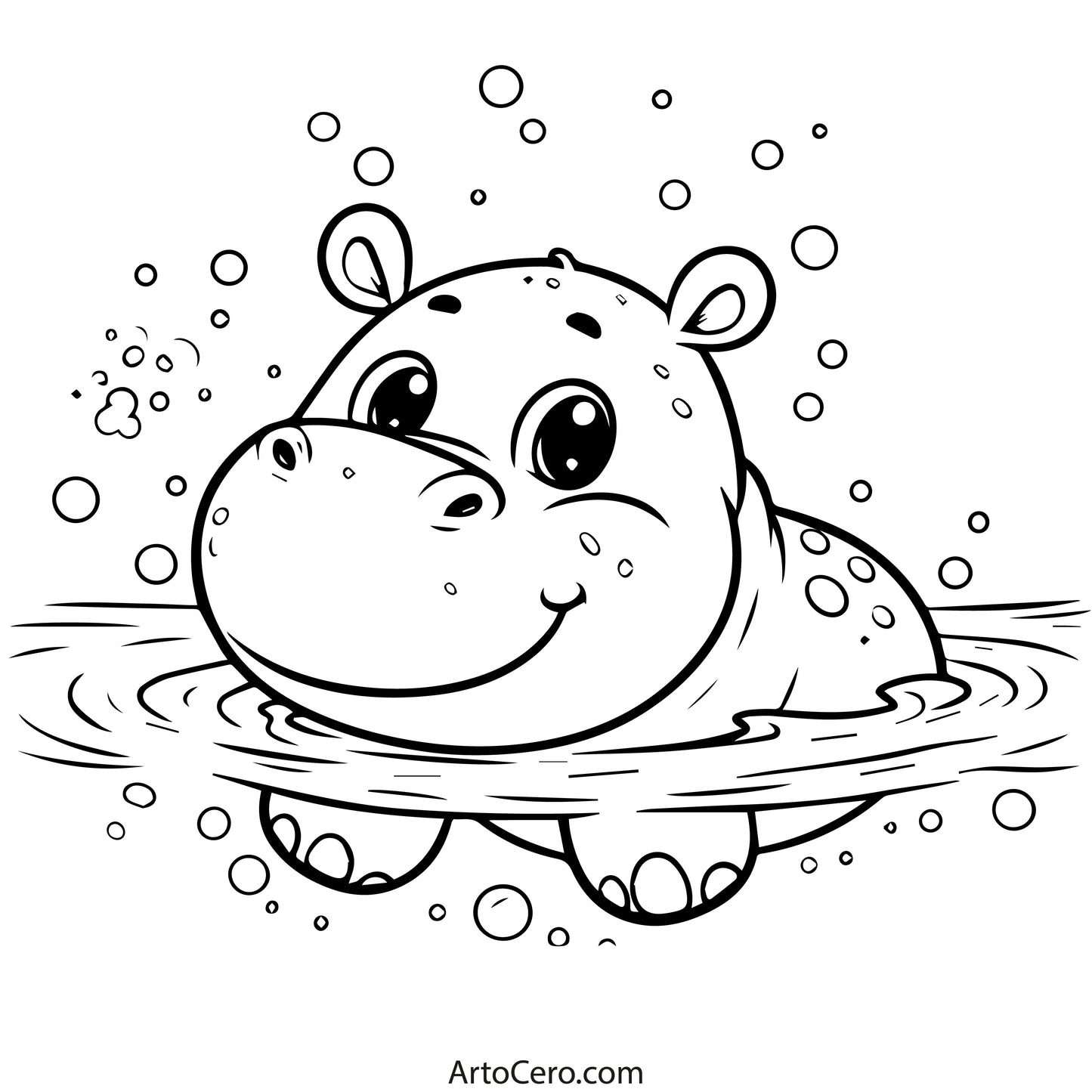 Hippo Coloring Digital Book Vol.1 - ArtoCero.com