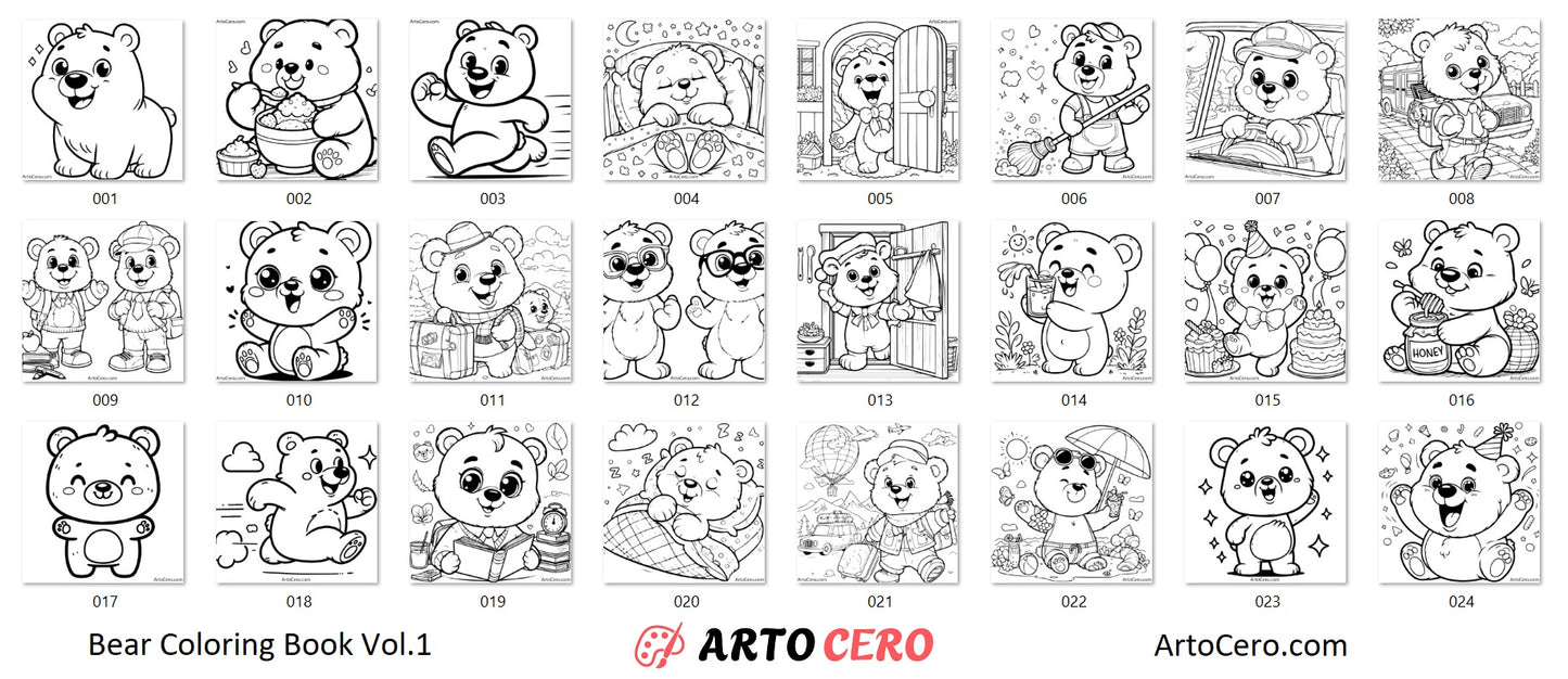 Bear Coloring Digital Book Vol.1 - ArtoCero.com