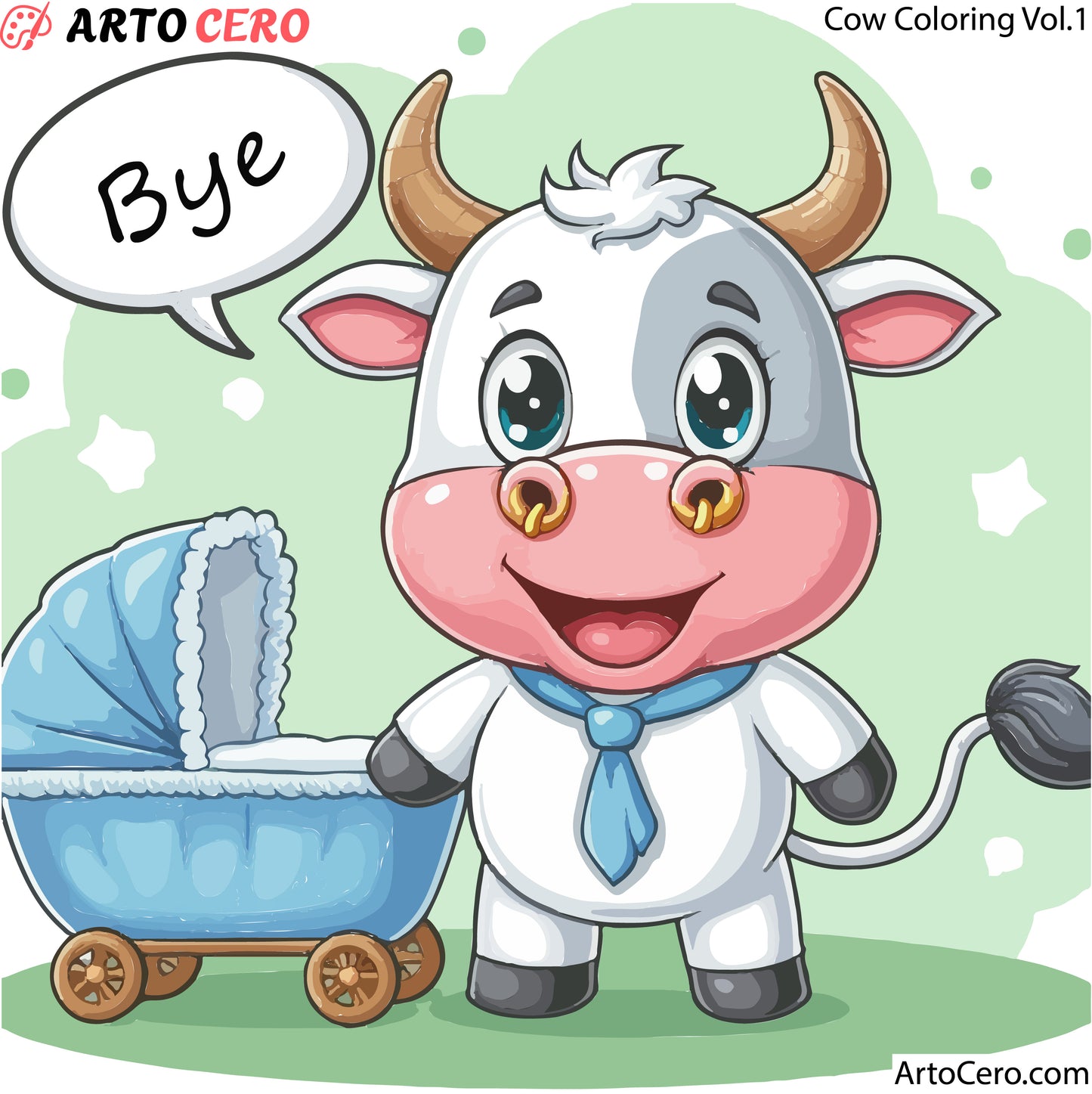 Cow Coloring Digital Book Vol.1 - ArtoCero.com