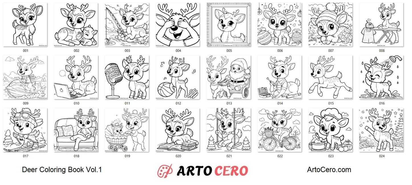 Deer Coloring Digital Book Vol.1 - ArtoCero.com