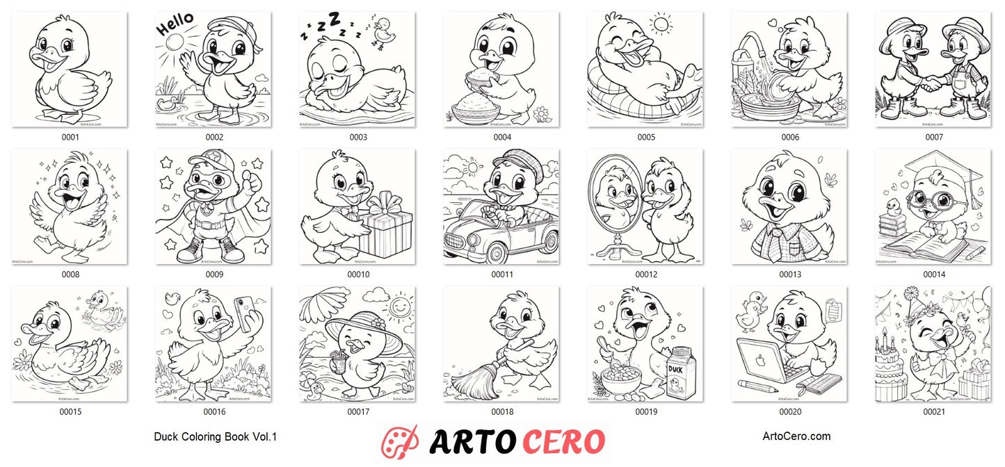 Duck Coloring Digital Book Vol.1 - ArtoCero.com
