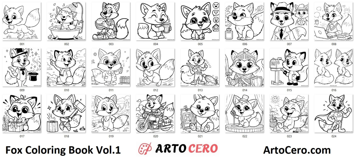 Fox Coloring Book Vol.1 - ArtoCero.com