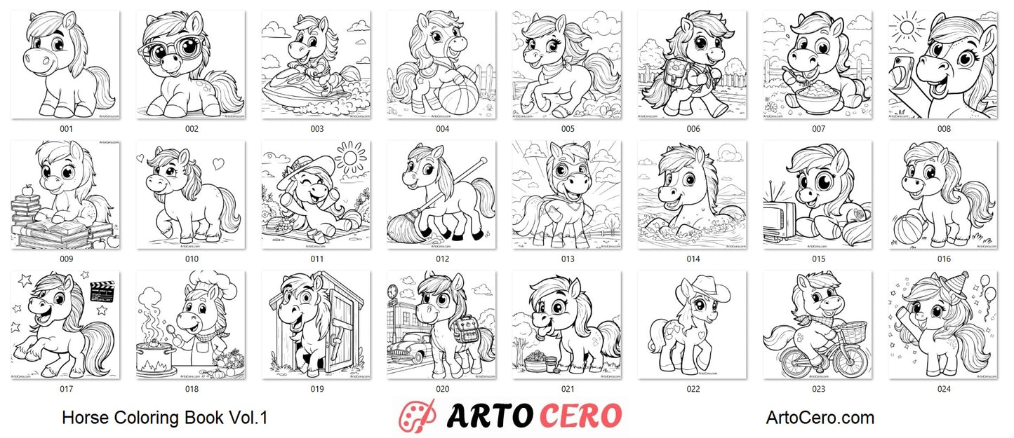Horse Coloring Digital Book Vol.1 - ArtoCero.com