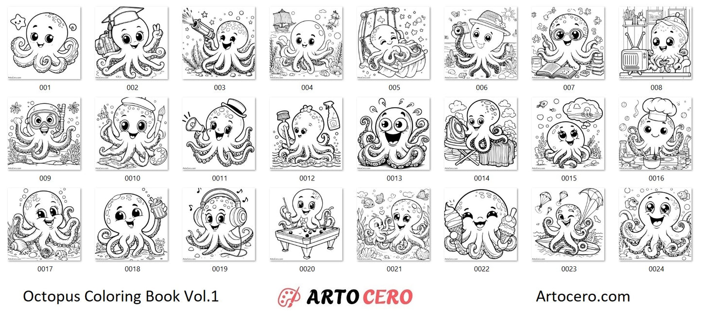 Octopus Coloring Book Vol.1 - ArtoCero.com