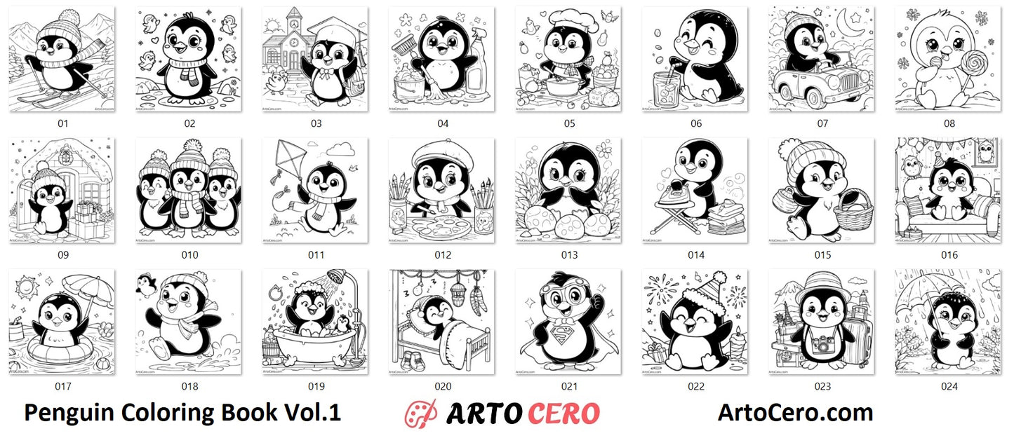 Penguin Coloring Book Vol.1 - ArtoCero.com